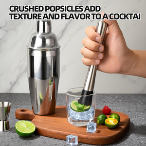 Juego de Coctelería de 5 Piezas de 26 oz - Mezclador de Martini con Colador, Jigger, Pinzas para Hielo y Guía para Vino |   Kit de Herramientas de Bar para Principiantes (Plateado) - Product Image 6