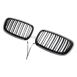 Grille LED BMW X5 E70 E71 avec éclairage double ligne, remplacement avant, matériau ABS noir - Product Image 4