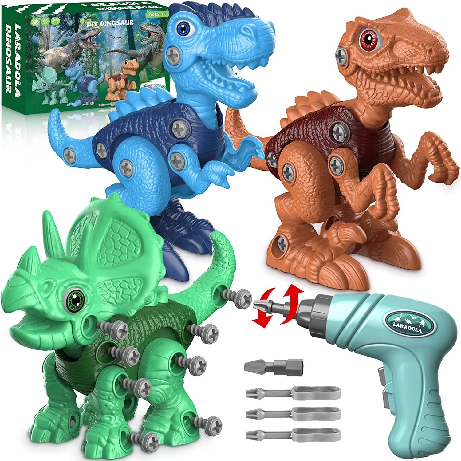 Top-selling STEM Construction Building Take Apart Plastic Dinosaur Toys with Electric Drill for Boys and Girls
