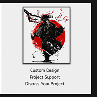Art mural sur toile de samouraï japonais, impressions de silhouettes de guerrier rouge et noir pour le salon, le bureau, le dojo, la décoration intérieure d'hôtel