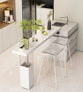 Mesa de Barra Moderna y Sencilla, Barra de <span class=keywords><strong>Bar</strong></span> para el Hogar de Madera Maciza, Mesa de Barra Impermeable con Tablero de Roca - Product Image 6
