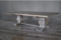 Table de banquet en chêne massif artisanale, style rustique de ferme, robuste, mobilier de salle à manger commercial, restaurant, salon extérieur