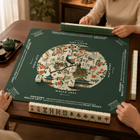 Tapis de table de mahjong carré durable, antidérapant, avec dos en caoutchouc, réduction du bruit, tapis de jeu décoratif pour le mahjong américain à usage domestique