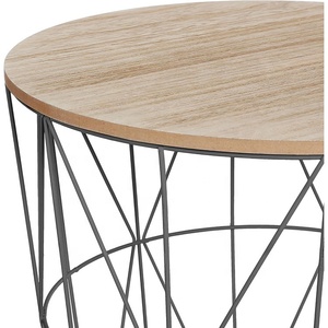 Modern Style Brown Wooden <strong>Storage</strong> <strong>Baskets</strong> Black Iron Wire End Side Home Furniture <strong>for</strong> Bathroom Patio Set Steel <strong>Units</strong> <strong>for</strong> Gifts - Product Image 3