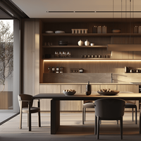 Meubles en bois mélaminé complets pour villa, design personnalisé, prix d'usine, cuisine moderne sur mesure, ensemble d'armoires