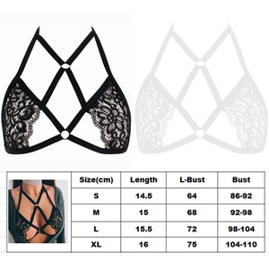 Sutiã Harness para Mulheres, Lingerie com Alças, Sutiã com Recortes, Lingerie Sexy em Renda, Elástico para Yoga - Product Image 6