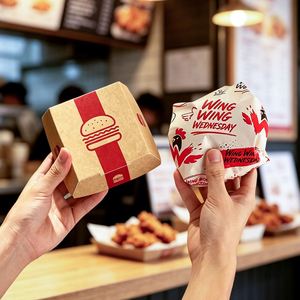 Custom Printed <b>Biodegradable</b> Eco-Friendly Disposable PE Coated Food Grade Grease Proof Burger Wrapping <b>Paper</b> for Fast Food - Product Image 4