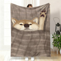 Selimut Flanel Anjing Shiba Inu Lucu, Selimut Lempar Bermotif Anak Anjing, Selimut Lembut Hangat Nyaman untuk Kamar Tidur Dekorasi Rumah, Hadiah untuk Pecinta Anjing