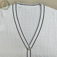 KD – pull personnalisé à manches longues, tricot torsadé, poche rayée, col en V, boutons, Cardigan oversize