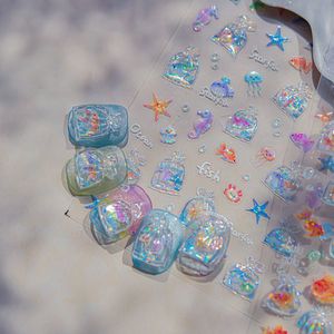TSZS Summer Golden Fish Starfish Nail Art Sticker INS Colorful Sea Jellyfish Seahorse Self Adshive Nail Decals Nail al por mayor - Product Image 5