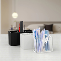 Acrylique clair 3 fentes maquillage brosse organisateur pinceaux cosmétiques stockage crayon porte-stylo vanité bureau accessoires pour bureau à domicile