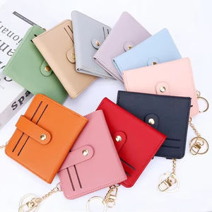 Portefeuille court pour femme avec blocage RFID, fermeture à glissière, doublure en cuir, matériau PU, multifonctionnel, porte-cartes de crédit, porte-monnaie - Product Image 1