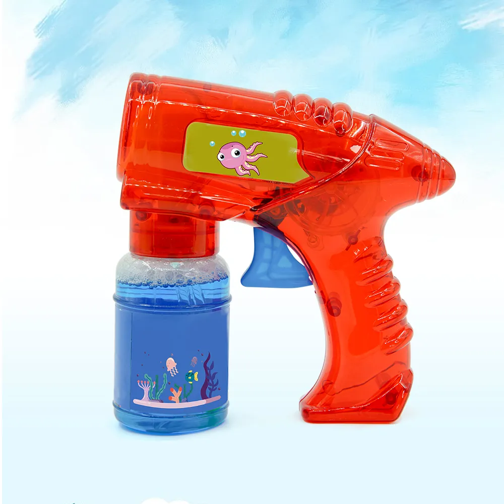 Fabrik preis Großhandel Kinder im Freien manuelle Seife Wasser benutzer definierte Blase Blas pistole Spielzeug für Kinder mit Lichtern