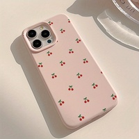 Coque en TPU Rose Anti-Chute Plein Écran pour Téléphone Portable 15 Pro, 13 Styles Créatifs Petite Cerise Personnalisée