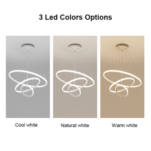 Đèn chùm treo trần tròn bán chạy, thiết kế trắng <span class=keywords><strong>3</strong></span> vòng acrylic 80cm, đèn LED hiện đại cho phòng khách - Product Image 6