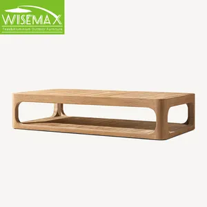 WISEMAX MUEBLES Diseño simple muebles de jardín al aire libre mesa de esquina cuadrada marco de madera de teca mesa de centro redonda conjunto para Villa