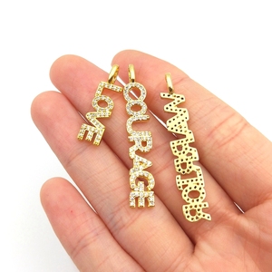 Pendentif en or plaqué 18k avec lettre <span class=keywords><strong>micro</strong></span> pavé, breloque d'amour, en zircon cubique, pour la fabrication de bijoux, 50 pièces - Product Image 3
