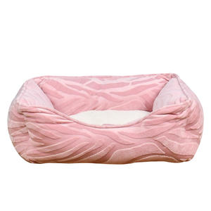 Herstelleranfertigung Neuheit Luxuriöses Komfortables Weiches Plüsch Gestreiftes Quadratisches Haustierbett Waschbares Beruhigendes Bett für Katzen und Hunde Karton - Product Image 2