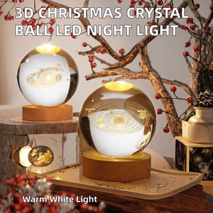 Lampada Notturna LED 3D a Sfera di Cristallo, Luce <span class=keywords><strong>Bianca</strong></span> Calda, Decorazione Natalizia da Tavolo per Camera da Letto - Product Image 2