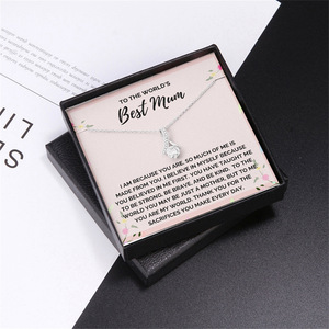 Collar con colgante de espiga de circón de diseño simple con caja de regalo y tarjeta de mensaje Regalo del Día de la madre para mi mejor mamá - Product Image 1