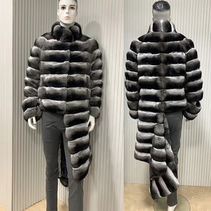 Abrigo de piel de <span class=keywords><strong>Chinchilla</strong></span> auténtica para mujer y hombre de alta calidad de fabricante, chaqueta de piel de <span class=keywords><strong>Chinchilla</strong></span> desmontable auténtica de estilo más largo con cremallera - Product Image 2
