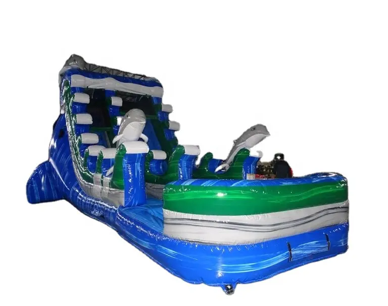 Iyi fiyat ile özel dev slayt şişme oyun parkı şatosu yunus slayt ticari şişirilebilir yunus balığı slayt