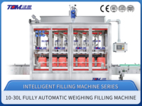 Machine de remplissage numérique entièrement automatique 10-30L avec pesage, scellage, bouchage et étiquetage (type linéaire/2/4/6/8 têtes) pour aliments, avec pompe et moteur