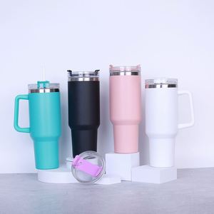 Nuevo Vaso Térmico de Viaje de 40 Oz con Asa y Tapa con Pajita, Botella de Agua Reutilizable de Acero Inoxidable Aislada 2024 - Product Image 1