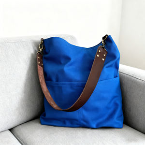 Zhyd กระเป๋าผ้าใบเคลือบแวกซ์ที่ทนทานมีซิปสะพายข้างพร้อมสายหนัง - Product Image 2