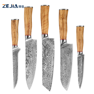 Juego de <span class=keywords><strong>cuchillos</strong></span> de Chef japonés de madera de olivo, 5 uds., acero damasco Vg10, 67 capas, acero al carbono, Chef Santoku, juego de <span class=keywords><strong>cuchillos</strong></span> universales - Product Image 1