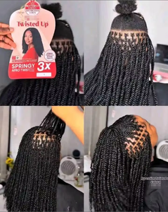 Tresses au crochet brésiliennes torsadées 3X faites à la main de 24 pouces, 250g, synthétiques, <span class=keywords><strong>afro</strong></span> crépues bouclées pour femmes noires, vente en gros - Product Image 1
