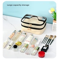 Grande trousse de maquillage à double fermeture éclair, organiseur de toilette étanche en PVC transparent, étui cosmétique de voyage en gros