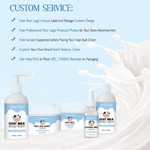 Set de Cuidado de la Piel con Leche de Cabra: Loción Corporal Hidratante y Luminosa, Crema Facial, Sérum Nutritivo Diario, Exfoliante Limpiador y Rejuvenecedor - Product Image 3