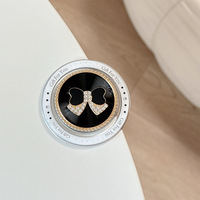 Support de téléphone et tablette magnétique rotatif pliable de luxe avec placage or, perles et diamants scintillants