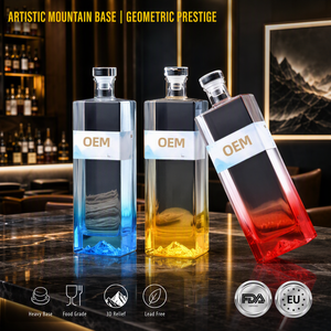 <span class=keywords><strong>Botella</strong></span> <span class=keywords><strong>de</strong></span> Vidrio Cuadrada <span class=keywords><strong>de</strong></span> Lujo Solent con Base <span class=keywords><strong>de</strong></span> Montaña, 500ml, Color Degradado, Relieve <span class=keywords><strong>de</strong></span> Iceberg, para Licores y <span class=keywords><strong>Whisky</strong></span>, Venta al por Mayor - Product Image 1