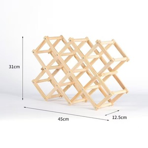 Wooden Folding Wine Rack 45x31x12.5cm Foldable Storage Display <b>Shelf</b> For Bottles <b>Pine</b> Material - Product Image 1