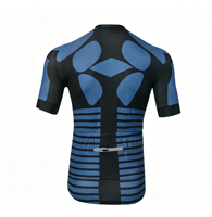 Conjunto de Jersey de Ciclismo Personalizado al por Mayor, Talla Grande, Unisex, Azul y Negro, Manga Corta, Transpirable, de Spandex y Poliéster, para Adultos