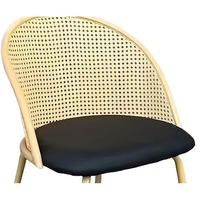 Chaise de salle à manger classique en rotin avec dossier, revêtement en cuir PU, pieds en bois, assise traditionnelle pour la maison ou le bureau