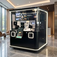 Distributeur automatique de café robotisé IA, robot café intelligent, kiosque café intelligent, écran tactile, boîte à lait, affichage