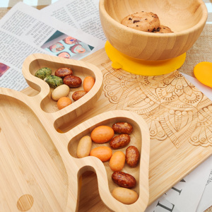 Cuenco de madera de bambú ecológico para bebé, plato con estampado personalizado, forma de Animal Natural, cuadrado, plato de bambú para comida de frutas para niños - Product Image 5