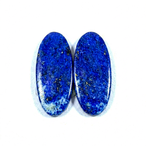 MAHNAJ GEMS Polished Natural Deep Blue <b>Lapis</b> <b>Lazuli</b> Oval Pair Loose Gemstones for Earring & <b>Ring</b> Making By JAIPUR , RAJASTHAN I - Product Image 1