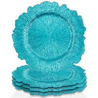 Assiettes de présentation Premium 13 pouces Turquoise Reef en plastique incassable pour décorations de mariage et de fête sur la plage