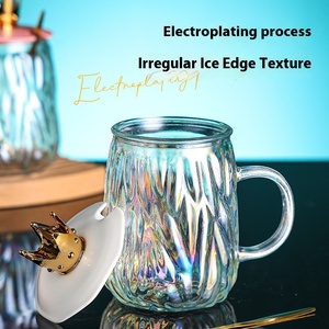 New vương miện văn phòng <span class=keywords><strong>Mug</strong></span> với thủy tinh đầy màu sắc xử lý nhiệt đới muỗng Electroplated cốc cà phê khả năng chịu nhiệt và phá vỡ - Product Image 4