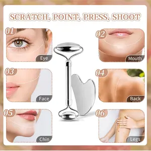 2024 New Products Skin Facial Massager Metal Face Massage Tools Beauty Care Facial Massager Stainless Steel Face Rollers