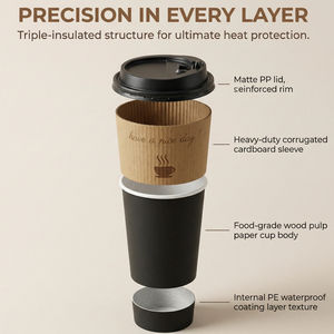 10 gobelets à café jetables de 20 oz à double paroi, biodégradables et écologiques, avec couvercles, logo personnalisé imprimé, gobelets en papier pour café - Product Image 3