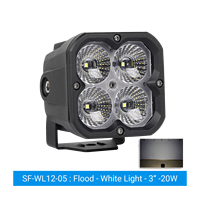 Fari LED da 20W per Fuoristrada, Cubo da 3 Pollici, Bianco Giallo Ambra, IP67, 9-36V DC 12V 24V, per Camion 4x4 ATV UTV, Fendinebbia e Faro di Guida