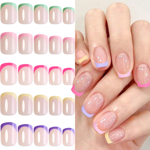 120 pièces court carré français <span class=keywords><strong>faux</strong></span> ongles couverture complète multicolore presse sur ongles couleur <span class=keywords><strong>arc</strong></span>-<span class=keywords><strong>en</strong></span>-<span class=keywords><strong>ciel</strong></span> Extension artificielle <span class=keywords><strong>faux</strong></span> ongles conseils - Product Image 1