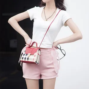 factory wholesale cheapest checked small square handbags summer simple women bags