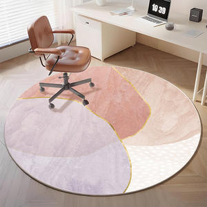 Tapis rond de luxe à motif géométrique, imitation cachemire, antidérapant, pour chaise de bureau, pour espace de travail - Product Image 5