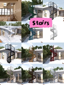 Escalier pliant en spirale droite DF au design moderne pour villa, escalier en <span class=keywords><strong>L</strong></span> durable avec garde-corps en verre ou en fil d'acier - Product Image 6